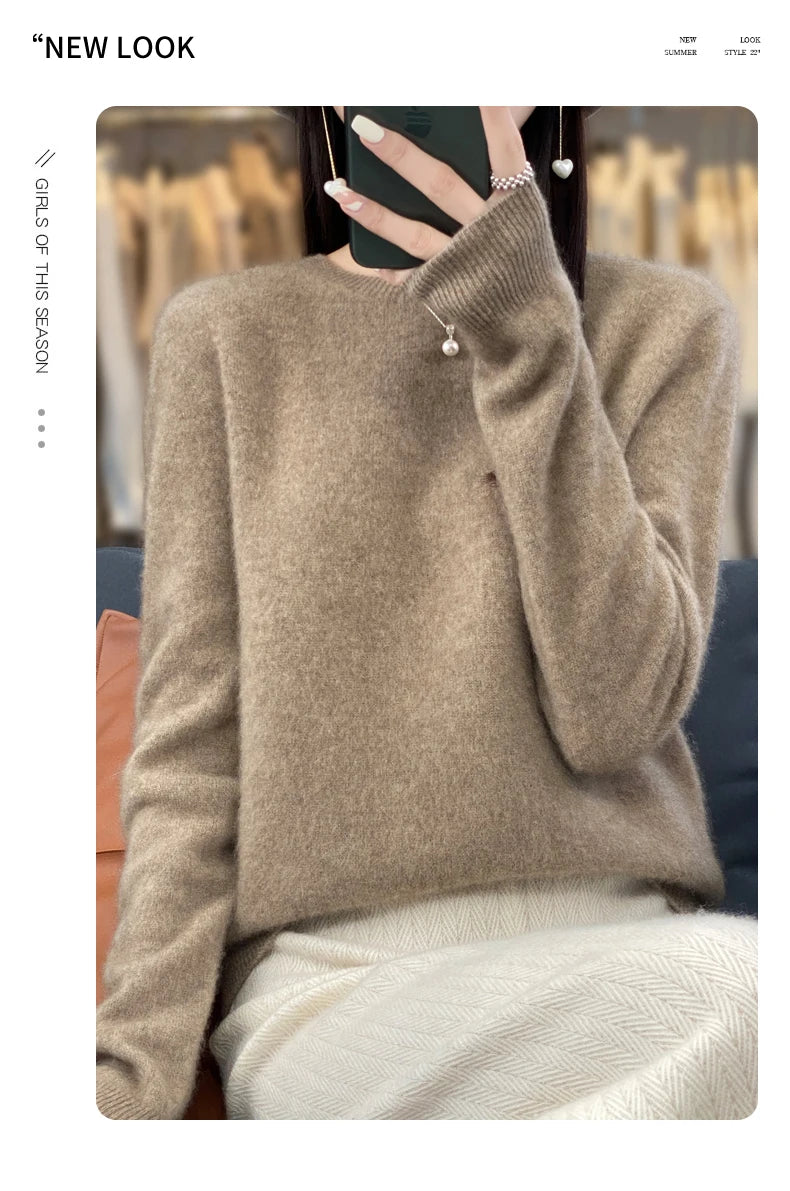 New cashmere sweater women's sweater in autumn and winter 100% merino wool fashion O-neck autumn warm pullover top