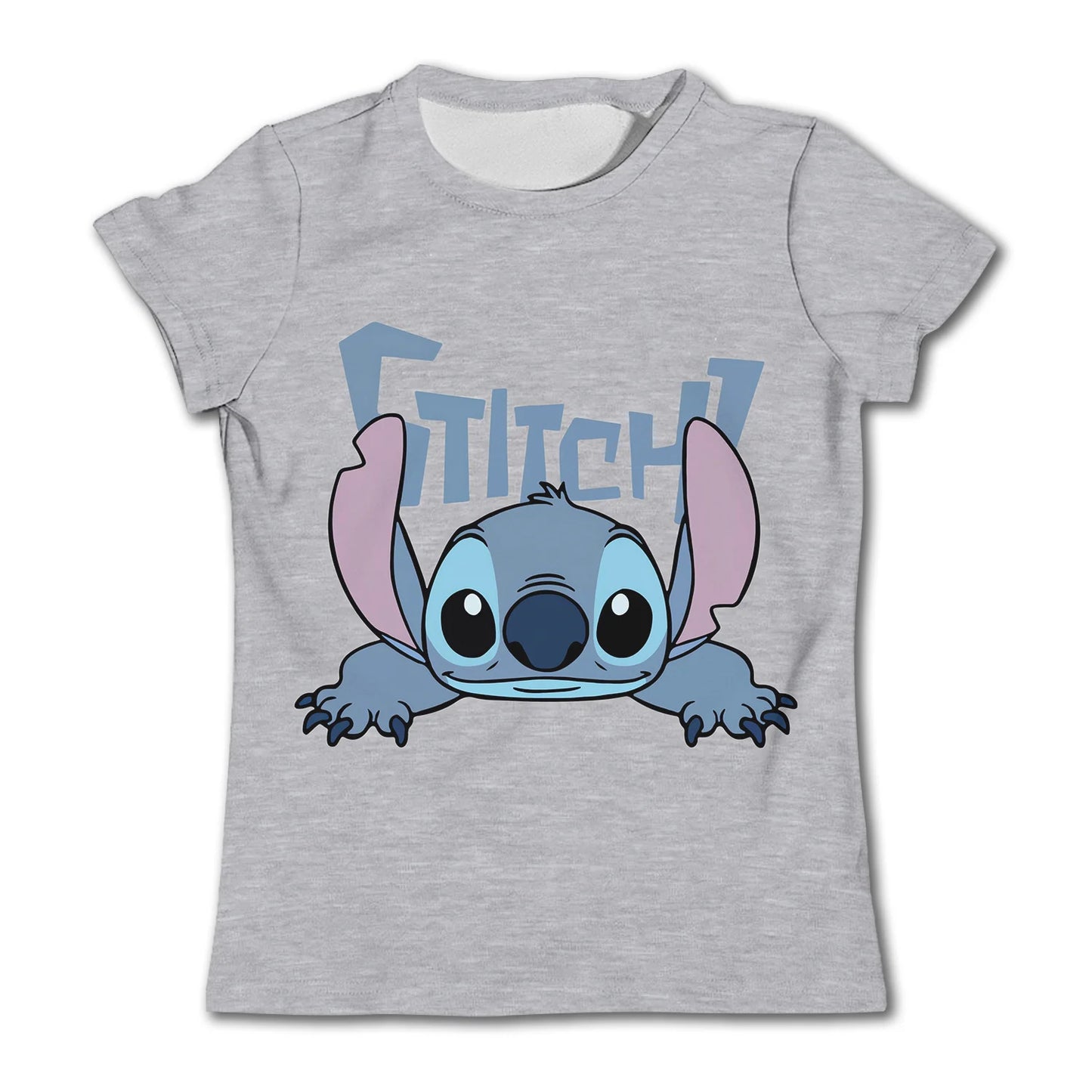 3-4Y Girls Disney Stitch T Shirts Summer Cute Cartoon Short Sleeve Children's Casual Clothing Quick Dry Tees T-shirt Kids' Top