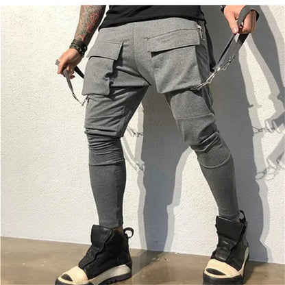 Men Joggers Zip pocket Hip-hop Multi-pocket Sweatpants Man Gyms Workout Fitness Cotton Trousers Male Casual Fashion Skinny Pants