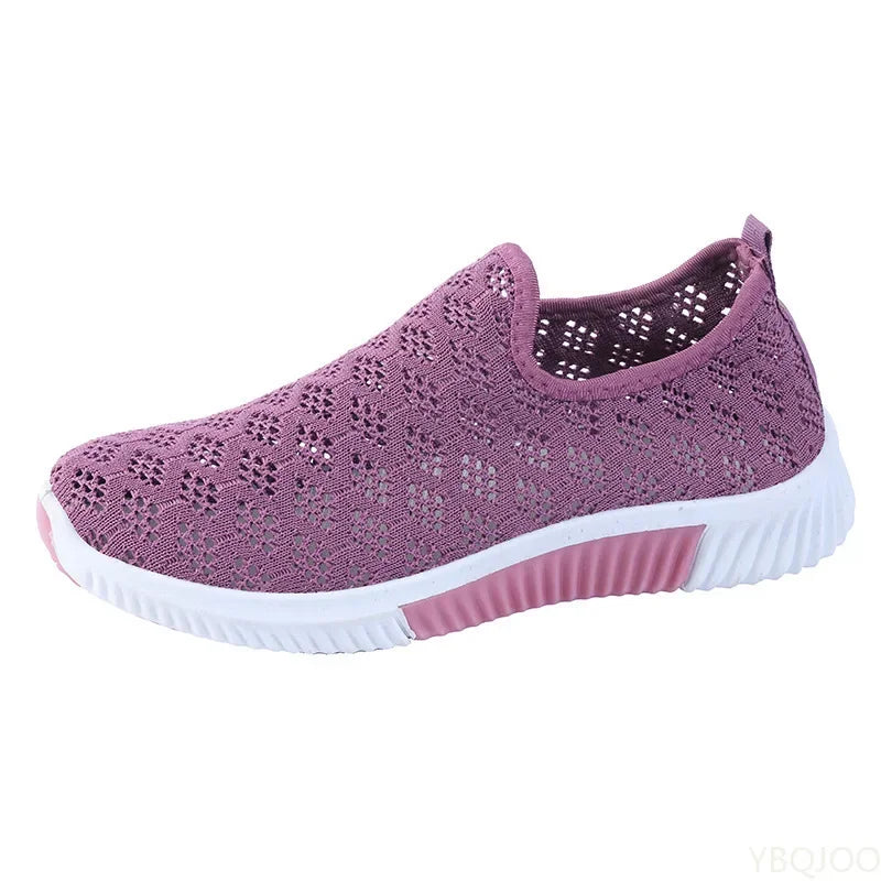 New Fashion Mesh Shoes Women Shoes Mesh Sports Shoes Breathable Flats Soft Sole Casual Sneakers 2024