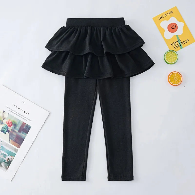 Girls' Leggings Spring and Autumn Styles Children's Fake Two-piece Pantskirt  Wearing Elastic Skirt Pants for  Girls Outside