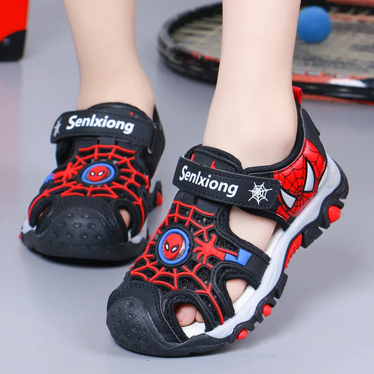 Children's Sandals Summer New Black Red Cartoon Lightweight Boys Girls Beach Shoes Blue Color Blocking Soft Kids Shoes Sandals