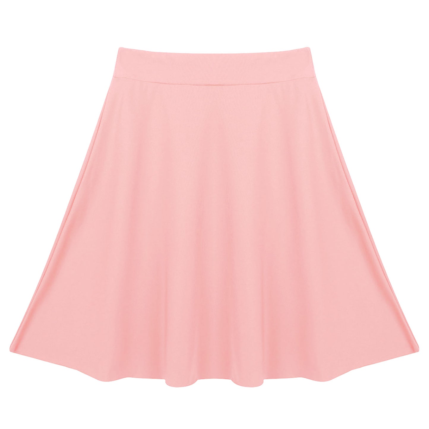 Big Girls Skater Skirt Solid Color Lightweight Stretchy Knee Length A-line Skirts Teen Kids Casual Party Costume Dance Skirt