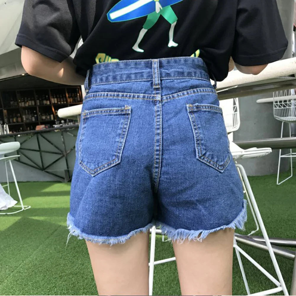 Pencil Skirt High Waist A-line Culottes Irregular Shorts Korean Style 2024 Summer Women Denim Short Pants New Vintage Clothing