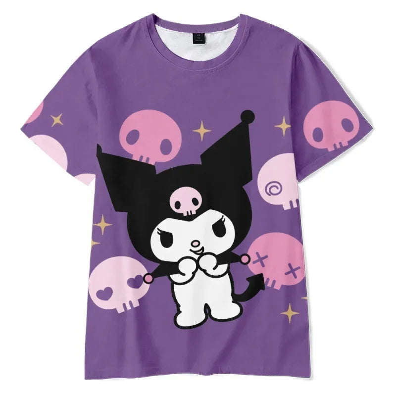 2023 Anime Cartoon Summer Kuromi T-Shirt My Melody Hello Kitty 3D Print Cartoons Clothes Kid Girl Boy Fashion T Shirt Casual Top