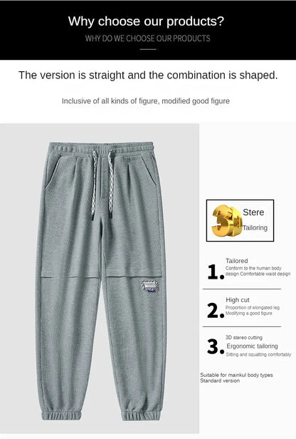 2024 New in Big Size Men's Winter Pant Stretch Fleece Warm Sweatpants Men Sport Jogger Waffle Trouser Large Plus 9XL 10XL Autumn