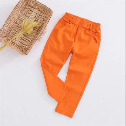 2022 new spring autumn Linen Korean version boys pants girls harem pants Kids clothes baby toddler joggers children's clothing