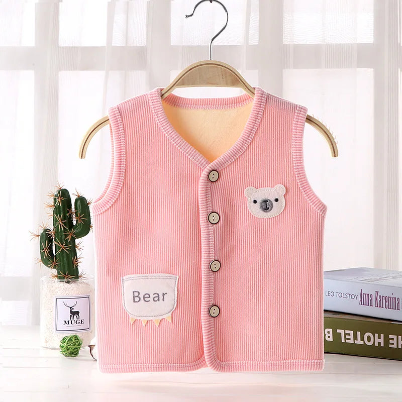 Kids Clothes Waistcoat Children's Vest  Boy Girl Thicken Velvet lining Keep Warm Jackets Vest Children's Clothing  Autumn Winter