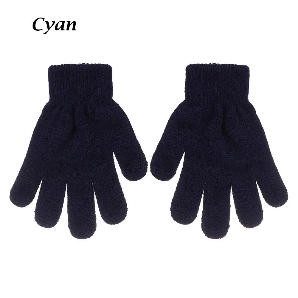 Kids Gloves Autumn Winter Keep Warm Boys Girls Candy Color Stretch Knitted Mittens Children Full Finger Gloves Clothes Accessory