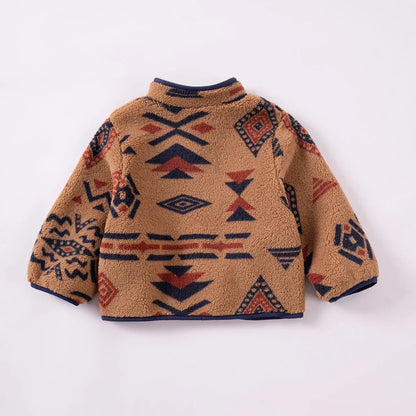 Autumn/winter Boys and Girls Fashion Jacket Padded Thickened Children's Clothing Ethnic Wind Zip Cardigan Warm and Comfortable