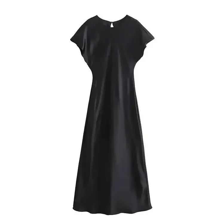 TRAF 2024 Midi Satin Dress Woman Long Dresses For Women Chic And Elegant Evening Dresses Female Party Dress