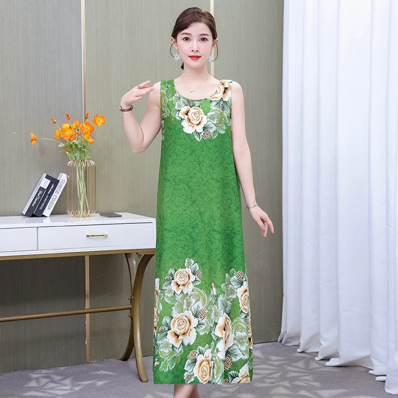 New Hot Fashion Summer Dresses For Women Print Vintage O-neck Dress Sundress Fashion A-line Dress Women Clothing