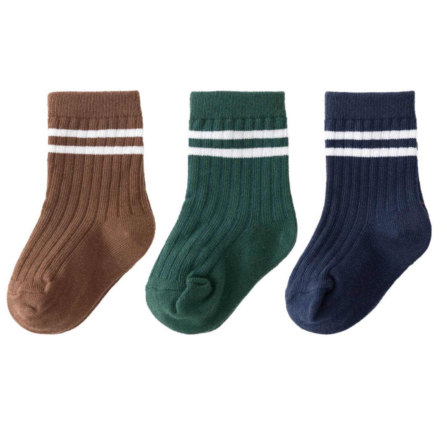 3pairs Autumn Infant Boys Striped Socks Cotton Ribbed Stretch Mouthed Babies Boys Short Socks Newborn Toddler Boys Sporty Socks