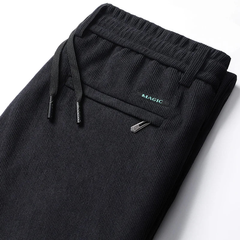 Men's Casual Pants Elastic Waist Sweatpants Autumn Winter Clothes Drawstring Trousers Male Corduroy Warm Large Size Pants