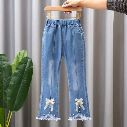 Kids Baby Girls Cowboy Pants Spring Autumn Baby Girls Jeans Casual Girls Jeans Children Clothing Kids Bell-bottoms Jeans