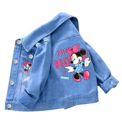 2023 New Baby Boys Girls Denim Mickey Minnie Mouse Jacket Coat Spring Autumn Children Outerwear Kids Cotton Clothes for 2-9 Year