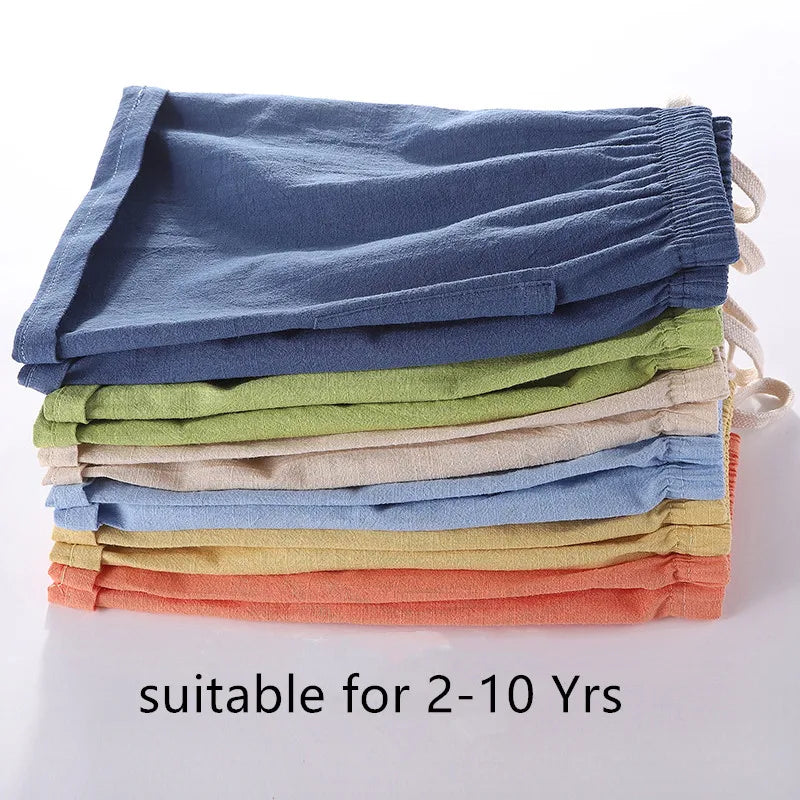 Boys Shorts Kids Shorts Candy Color Girls Children Summer Beach Loose Shorts Casual Pants Cotton & Linen Comfortable 2-10Yrs Hot