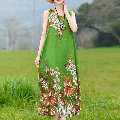 Hot 2024 New Fashion Floral Printed Summer Dress Vestidos Elegant Short Sleeve Slim O-Neck sleeveless Dresses For Women clothing