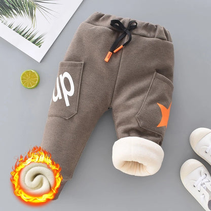 Winter Kid Thick Fleece Trousers Autumn 0-6Y Children Straight Warm Sports Pant Baby Girl Elastic Waist Jogger Sweatpant for Boy