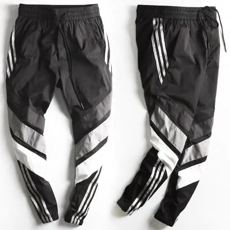 2023 Spring and Summer Fashion Trend Korean Edition High Waist Lace Up Pocket Stripe Contrast Color Band Mouth Work Suit Pants