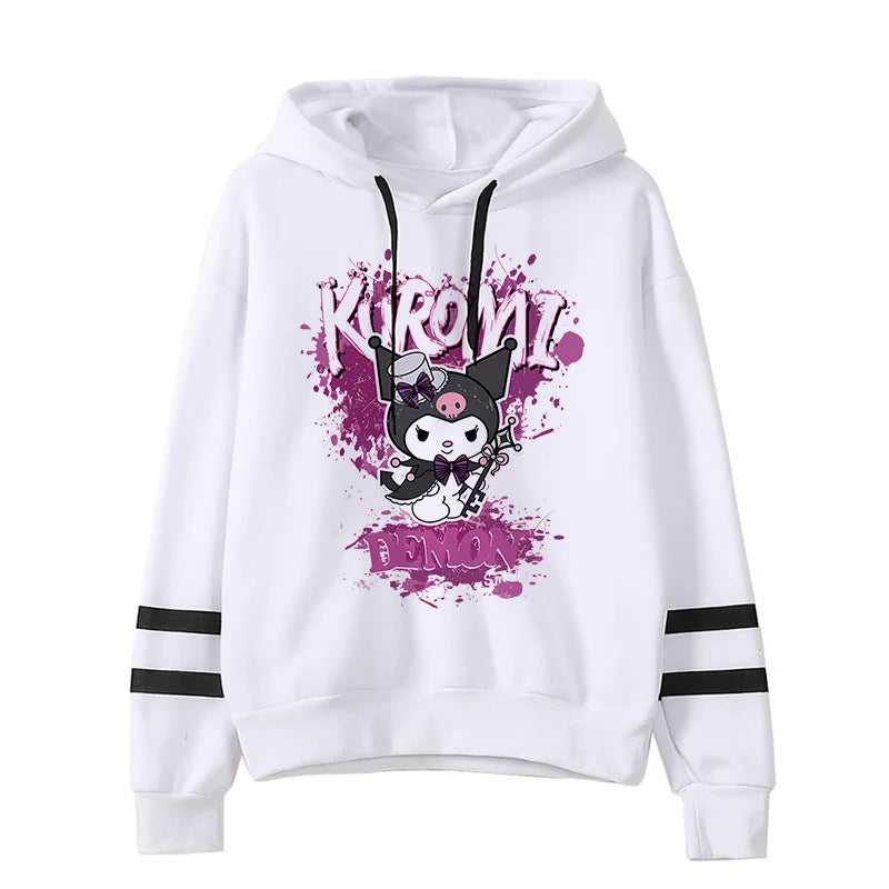 Funny Fashion Clothes Kuromi Hoodie Sanrio Kuromi Women Manga Sweatshirt  Harajuku Female Hoodies Hoody Sweatshirts