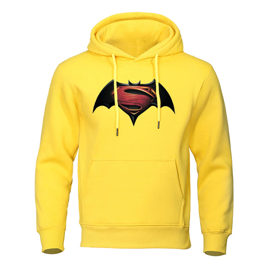 S Pattern On Bats Printing Hoodies Men Casual Comfortable Hoody Loose Fleece Hip Hop Clothes Fashion Pullovers Streetwear Man