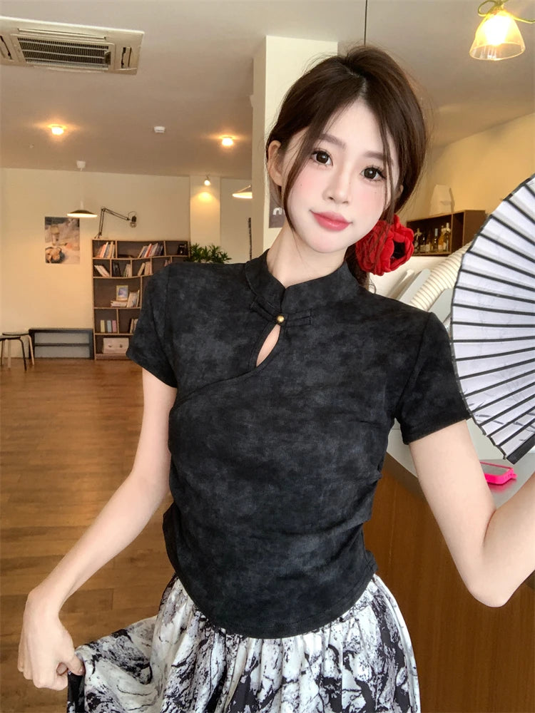 Spring Summer Women Cotton T-shirt Black V-Neck Short Sleeve Female Tee Slim White T-Shirt Casual Solid Lady Tshirt Tops