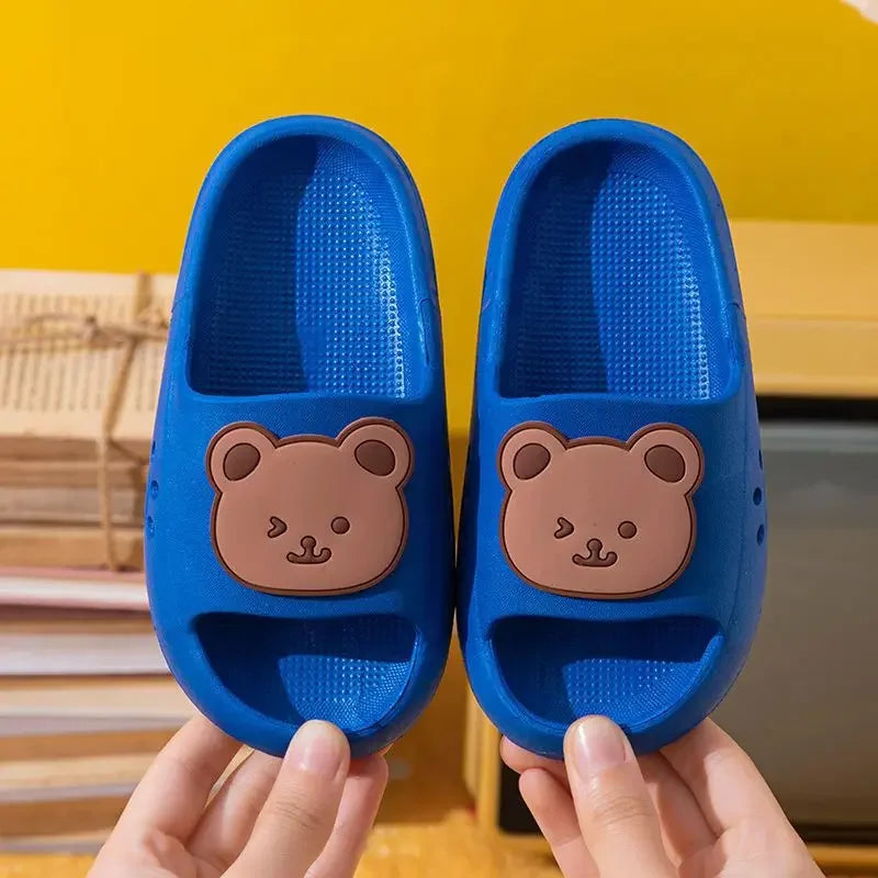 Cartoon Bear Kids Slippers Boys Girls Thick Sole Non-slip Beach Shoes Summer Soft EVA Comfort Flip Flops Indoor Bathroom Slipper