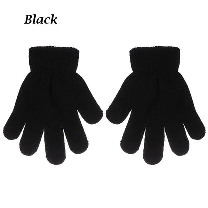 Kids Gloves Autumn Winter Keep Warm Boys Girls Candy Color Stretch Knitted Mittens Children Full Finger Gloves Clothes Accessory