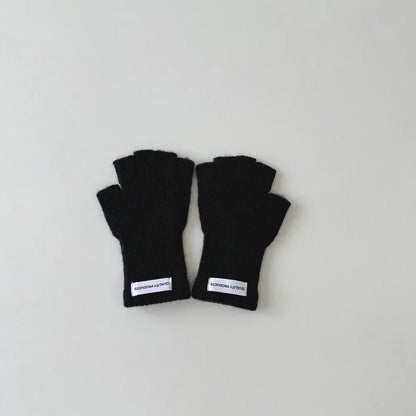 Wool Warm Children Fingerless Glove for Boy Girl Chic Simplicity Candy Color Student Glove Autumn Winter Half-finger Gloves