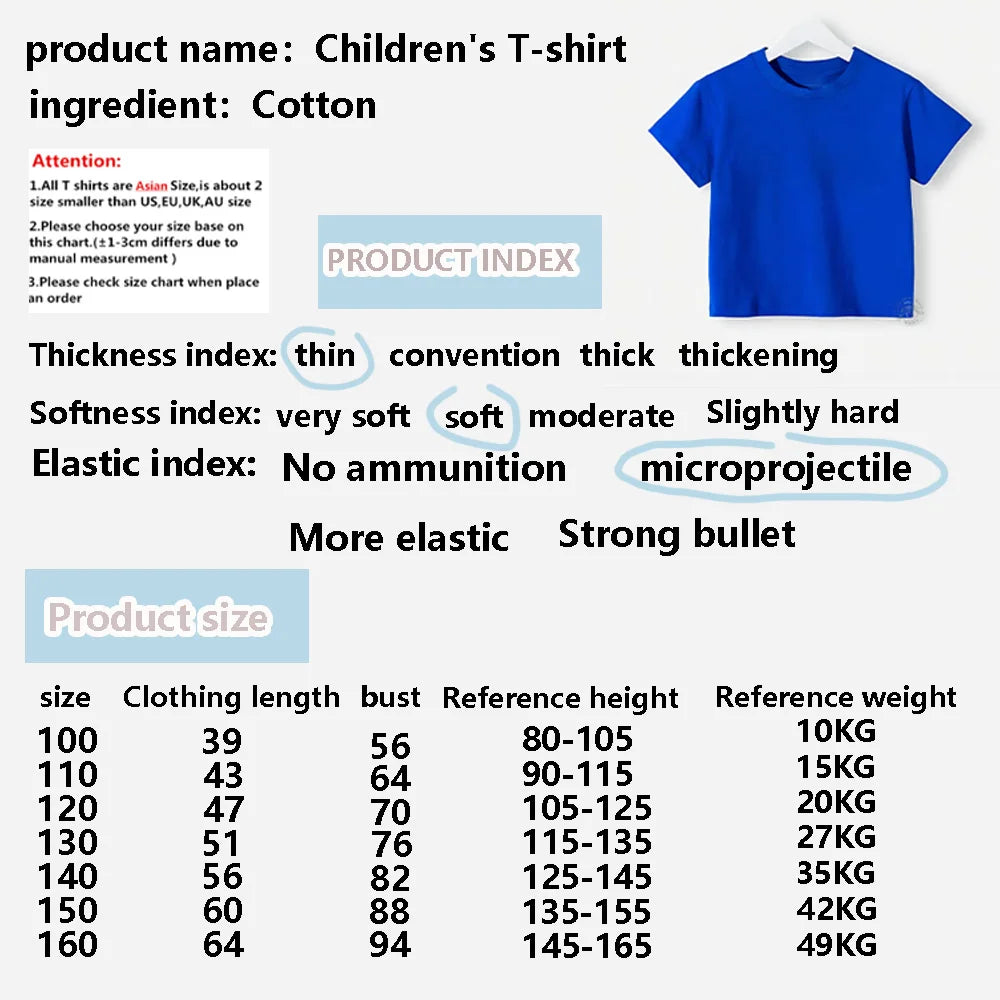 Kid Short sleeved Pure Cotton Printing Comfortable Multi color Casual Tops Tees Children's Clothing T-shirt for Boys and Girls