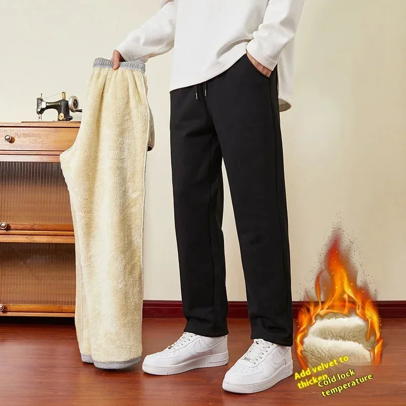 Winter Thick Warm Fleece Pants Men Thermal Long Trousers Men Fitness Drawstring Jogging Sweatpants Gym Running Jogger Sweatpants