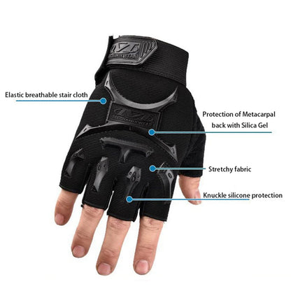 Elastic Non-Slip Half Finger Gloves for Kids, Outdoor Riding, Tactical Camouflage Military Mittens, Children Cycling Gloves