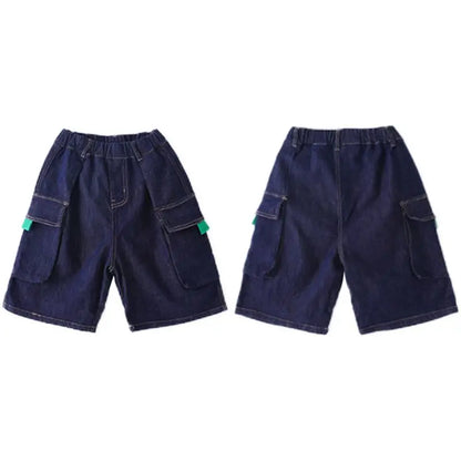 3-12Year Children Shorts Teenager Boys Jean Short Summer Kids Knee Length Straight Shorts Boys Capris Track Pant Casual