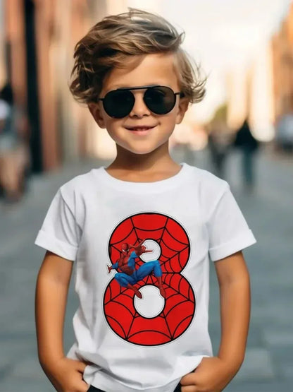 Summer Marvel Spiderman Cotton Children T-shirt 1-9 Years Old Birthday Gift Boy Clothing Fashion Casual T Shirt Baby Kid Tee Top