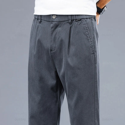 Brand Clothing New Summer Soft Lyocell Fabric Men's Casual Pants Thin Slim Elastic Waist Korea Jogger Ankle Length Trousers Male