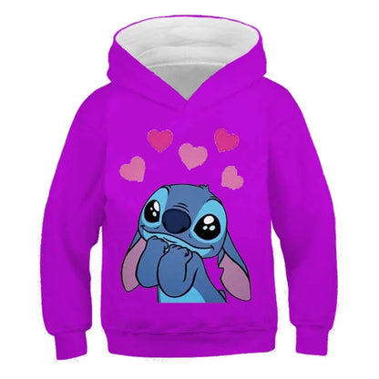 New Stitch Hoodies Girls Sweatshirt Autumn And Winter Long Sleeve Harajuku Pullovers Disney Series Stich Casual Hooded Tops