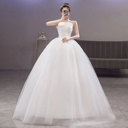 GIYSILE White Wedding Dress Floor Length Bride Korean Versionfashionable Strap Strapless and Minimalist Wedding Dress Two Styles