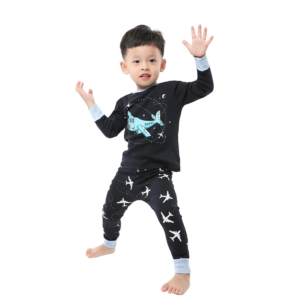 100% Cotton Boys Pajamas Kids Sleepwear Child Nightwear 2pcs Long Sleeve Children's Clothing Sets for 2-8Years