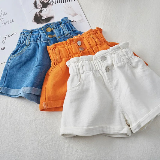 2023 New Girls' Summer Fashion Denim Shorts For Girls Children Clothing Korean Fashion Versatile Jeans With Pockets 2-8 Years