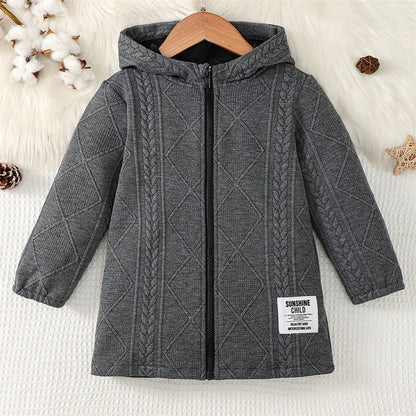 4-7Years Kids Boy Coat Hoodie Sweatshirt Strip Casual Wear Long Sleeve Cardigan Autumn&Winter Sweater Jacket Daily Clothing