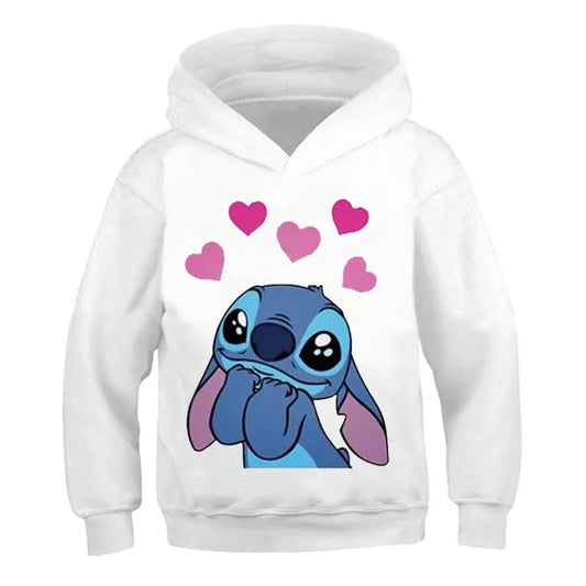 New Stitch Hoodies Girls Sweatshirt Autumn And Winter Long Sleeve Harajuku Pullovers Disney Series Stich Casual Hooded Tops