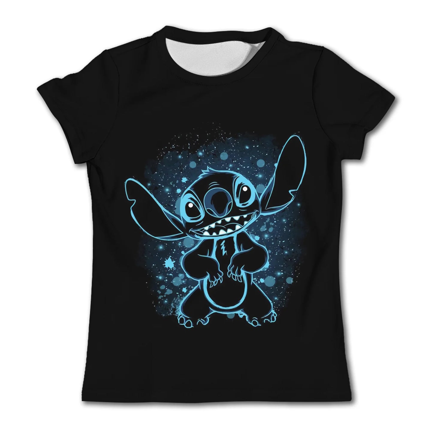 3-4Y Girls Disney Stitch T Shirts Summer Cute Cartoon Short Sleeve Children's Casual Clothing Quick Dry Tees T-shirt Kids' Top