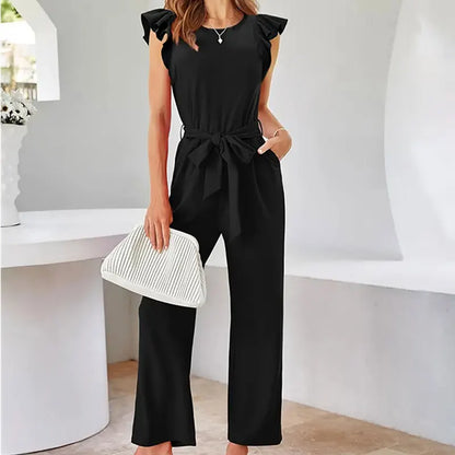 Y.KUKU Women Jumpsuits 2024 Summer Office Clothing Sales Sleeveless Romper With Waist Strap One Pieces Full Length For Women