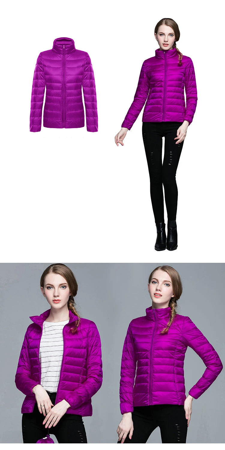 90% Ultra-light Thin Down Jacket Women 2023 Autumn Winter Slim Short Hooded Warm White Duck Down Coat Women Outerwear