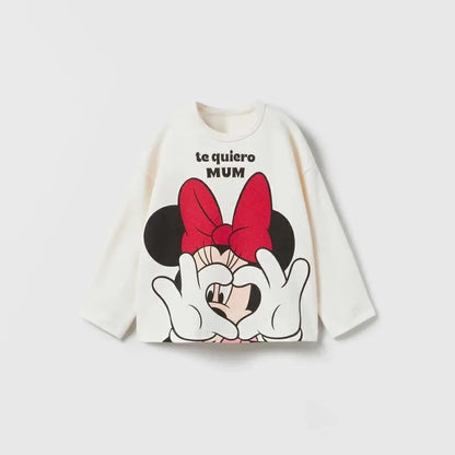 Cartoon Cute Disney Printed Kids Long Sleeve T-shirts Tops Round Collar Pullover Children Sweatshirt Autumn Clothing Girl Blouse