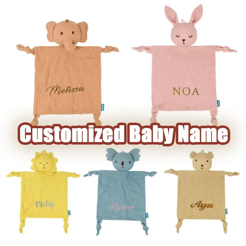 Personalized Baby Name Blanket Muslin Baby Cotton Comforter Blanket For Newborn Accessories Baby Doll To Sleep Baby Rattles Gift