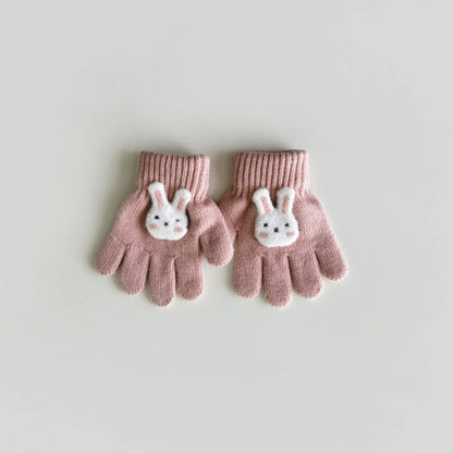 3-6 Years Children's Gloves Autumn and Winter Fashion Girls Boys Knitted Warm Cartoon Super Cute Five-finger Gloves Wholesale