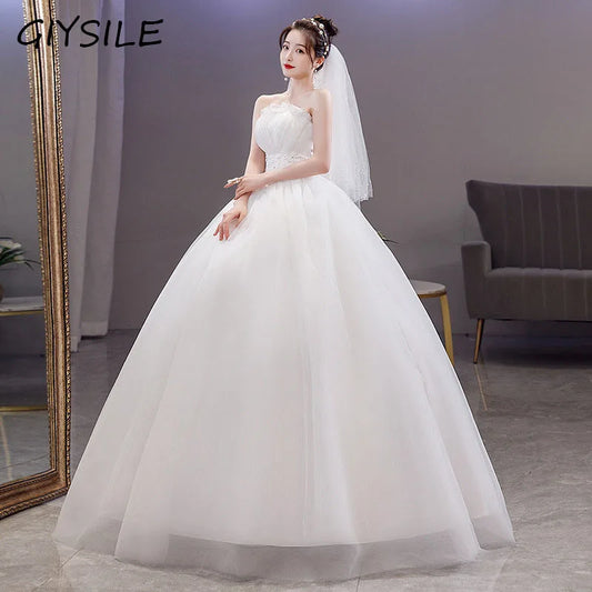 GIYSILE Wedding Dress Plus Size Evening Dress Korean Style Tube Top Temperament Main Wedding Dresses Floor-length White Dress