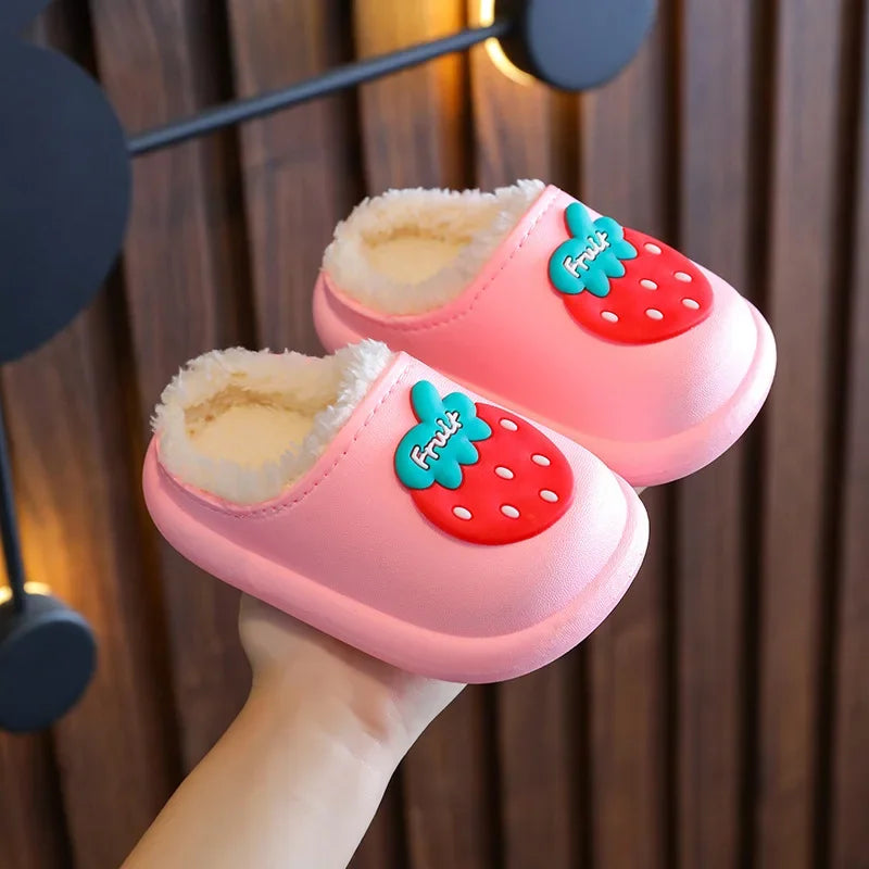 Baby Warm Cotton Slippers Winter Kids Waterproof Home Slippers for Girls Cartoon Bear Toddler Boy Indoor Slides Pantufa Infantil